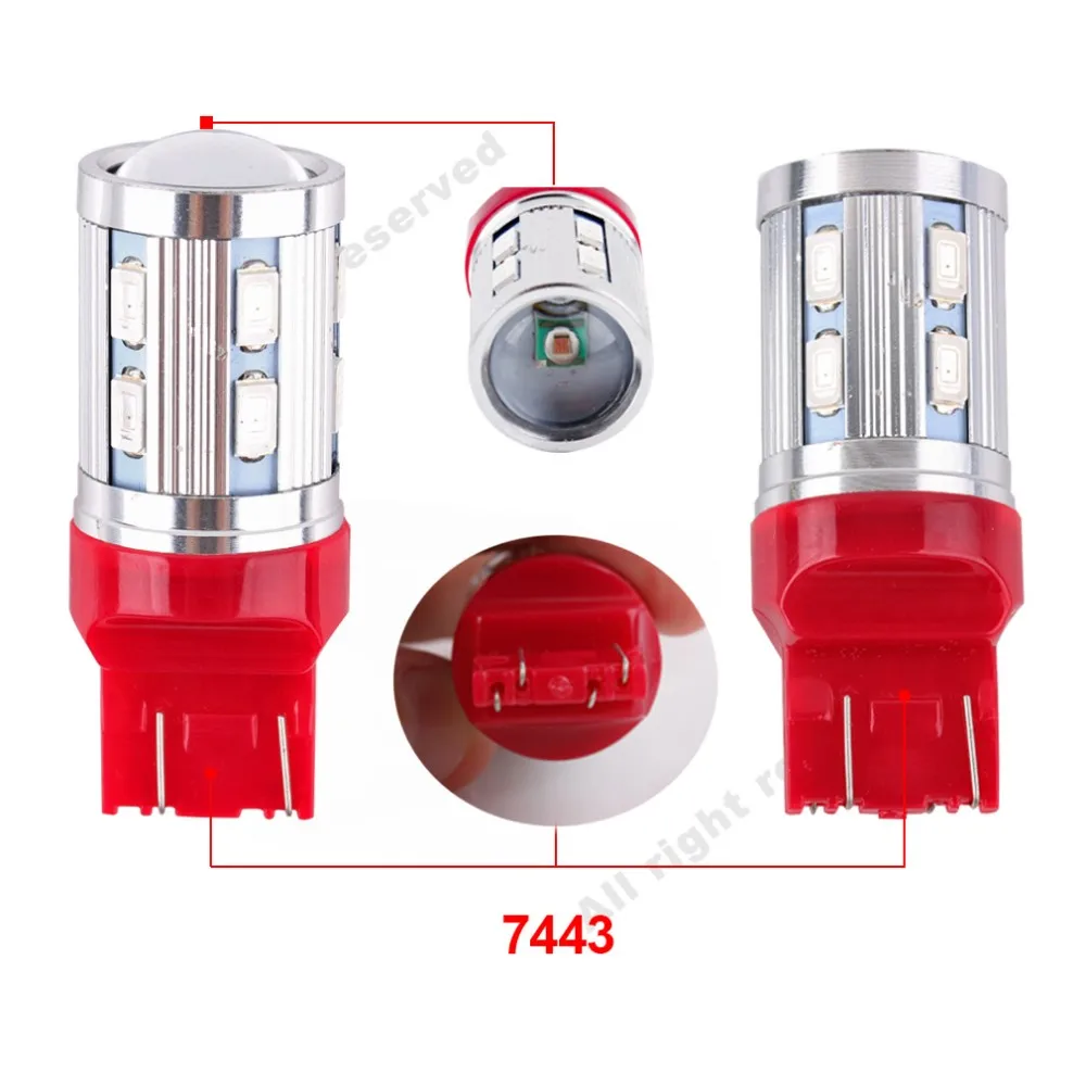 T20 7443 Светодиодная лампа 12 SMD 5730 W21/5 Вт 5 Вт автомобильная светодиодная сигнальная Поворотная лампа, тормозной светильник, парковочный авто, белый, красный, желтый