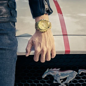 Image 4 - Relogio Masculino bilek saatler Mens 2019 üst marka lüks WWOOR altın Chronograph erkek saatler altın büyük kadran erkek kol saati