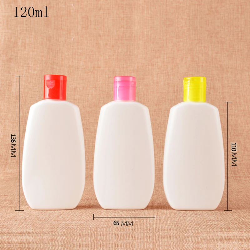 50pc 120ml white Flat Bottle With Flip Top Cap,Lotion Cream Makeup bottle,Portable Travel