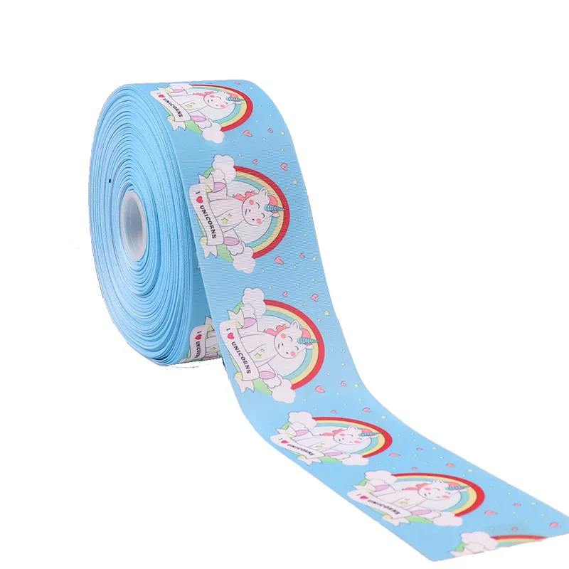 JOJO BOWS 75mm 2y Grosgrain Stain Ribbon For Crafts Unicorn Printed Tape For Needlework DIY Hair Bows Gift Wrapping Party Decor