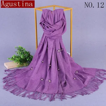 

Cashmere Scarf Fashion Warm scarves Winter pearl tassel Solid ponchos and capes black stoles women red luxury brand large shawls