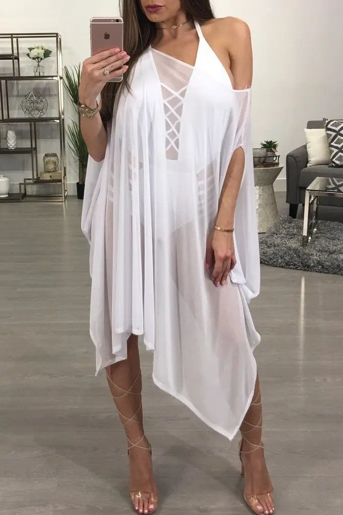 Сексуальное женское летнее шифоновое покрывало, сплошной цвет, купальник, купальный костюм, Пляжное платье, пляжная одежда, накидка для женщин