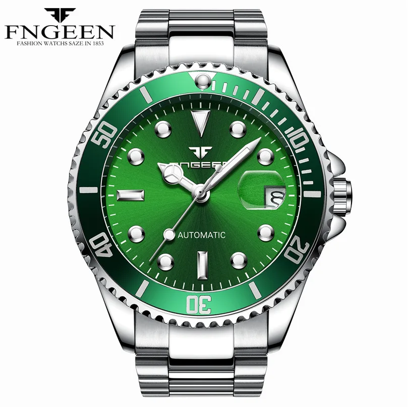 

Stainless Steel Automatic Watches Navy Blue Role Watches 50M Waterproof luminous Date Function Mens Mechanical Reloj Hombre