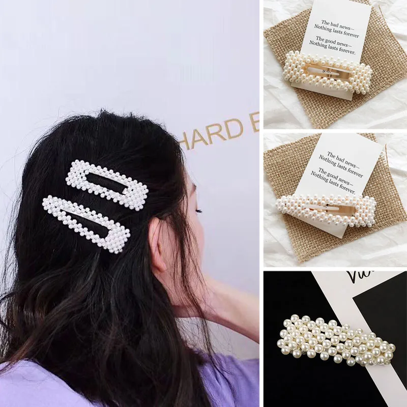 

Fashion Korean Style Women Hairpin Acrylic Imitation Pearl Barrettes Girls Handmade Pearls Flower Hair Accessories