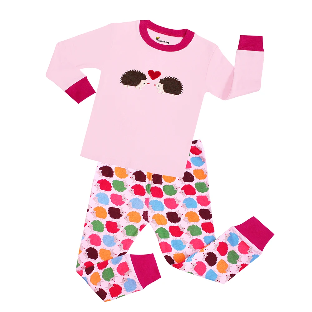 

22 Design Girls Boys Pajamas Sets Kids Hedgehog Sleepwear Children Penguin Nightwear Baby I Love Mom Dad Pyjamas For 2-8 Years