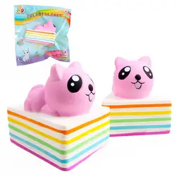 Треугольники Радуга Кошка Squishyed игрушка 13*10*10,5 см замедлить рост с Squishying игрушки упаковка коллекции подарок для дети Childern