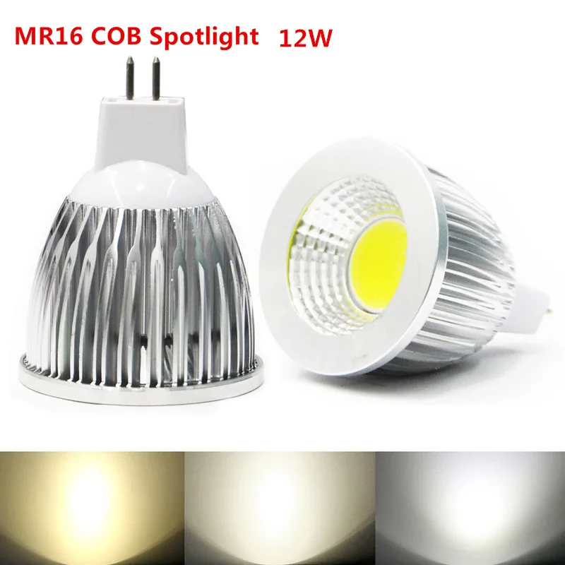 

High Power Lampada Led MR16 COB 9W 12W 15W Dimmable Led Cob Spotlight Warm White/Pure White/ Cool White MR 16 12V Bulb Lamp