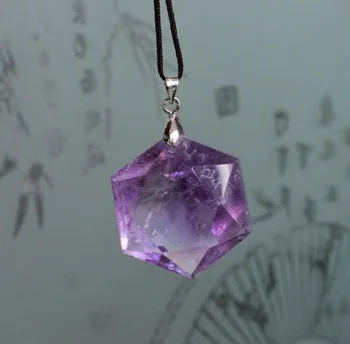 

(1pcs) 100% NATURAL amethyst quartz crystal point Star of David pendant
