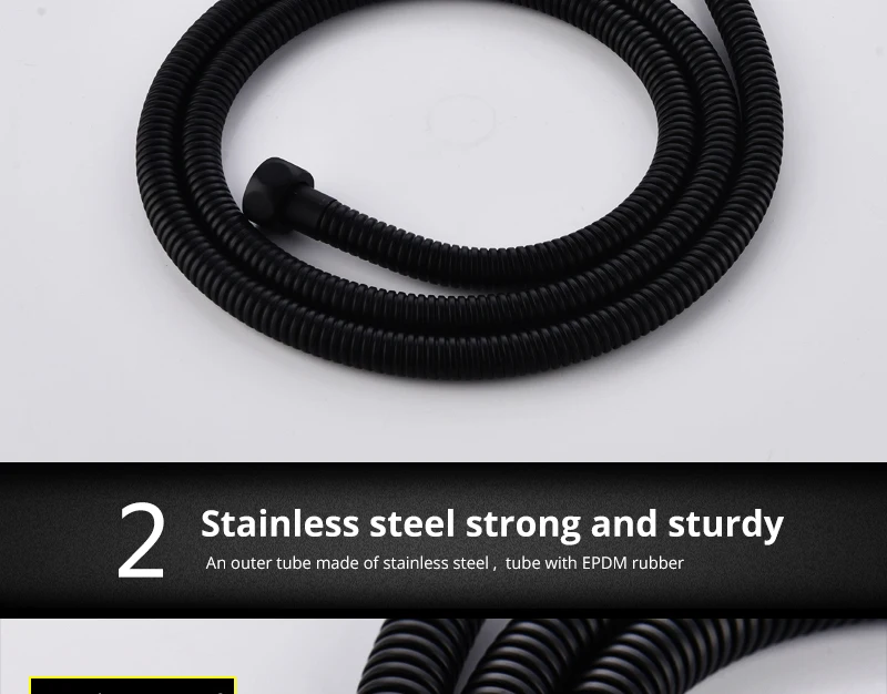 DCAN Plumbing Hoses Stainless Steel Black Shower Hose 1.5m Plumbing Hose Bath Products Bathroom Accessories Shower TubingHoses (4)