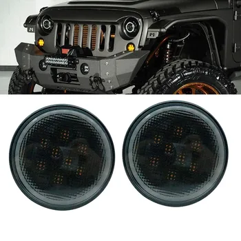 

Pair LED Front Turn Signal Light Side Fog for Jeep Wrangler JK 2007-2017 Yellow Amber Light Fender Combo Lens for Jeep Wrangler