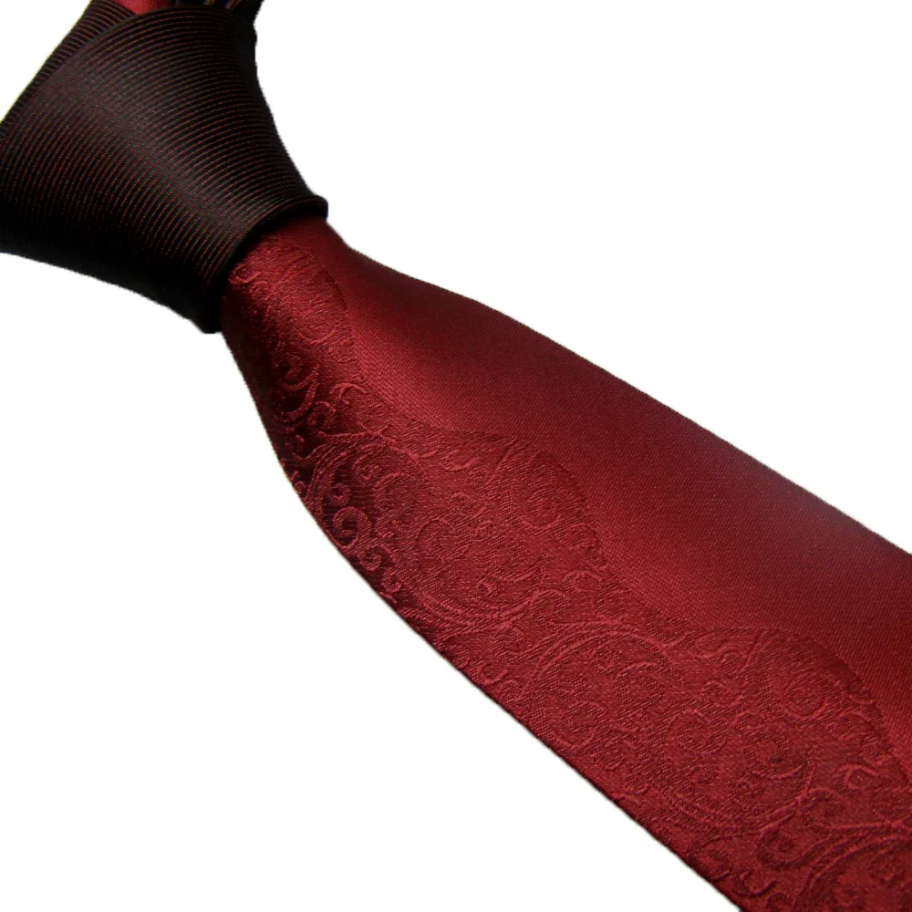 

LAMMULIN Men's Suit Ties New Design Wine Red Knot Contrast Burgundy Red Paisley Necktie Microfiber Skinny Tie 6cm Gravats Cravat