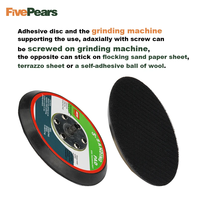 FREE SHIPPING 5 inch or 6 inch Polishing Sander Backer Plate Napping Hook Loop Sanding Disc Pad Best Quality FivePears