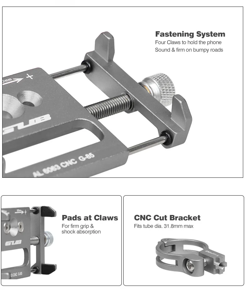 GUB G-85, классическое крепление для телефона 3,5-6,2 дюймов, для смартфона, анодированный сплав, кронштейн, gps держатель, велосипедный руль, гарнитура, стойка