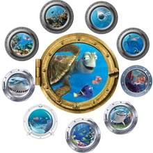 Милый мультфильм Коралловая рыба черепаха морской мир животные 3D окно подводной лодки домашний декор наклейка на стену для ванной гостиной Наклейка Рождество