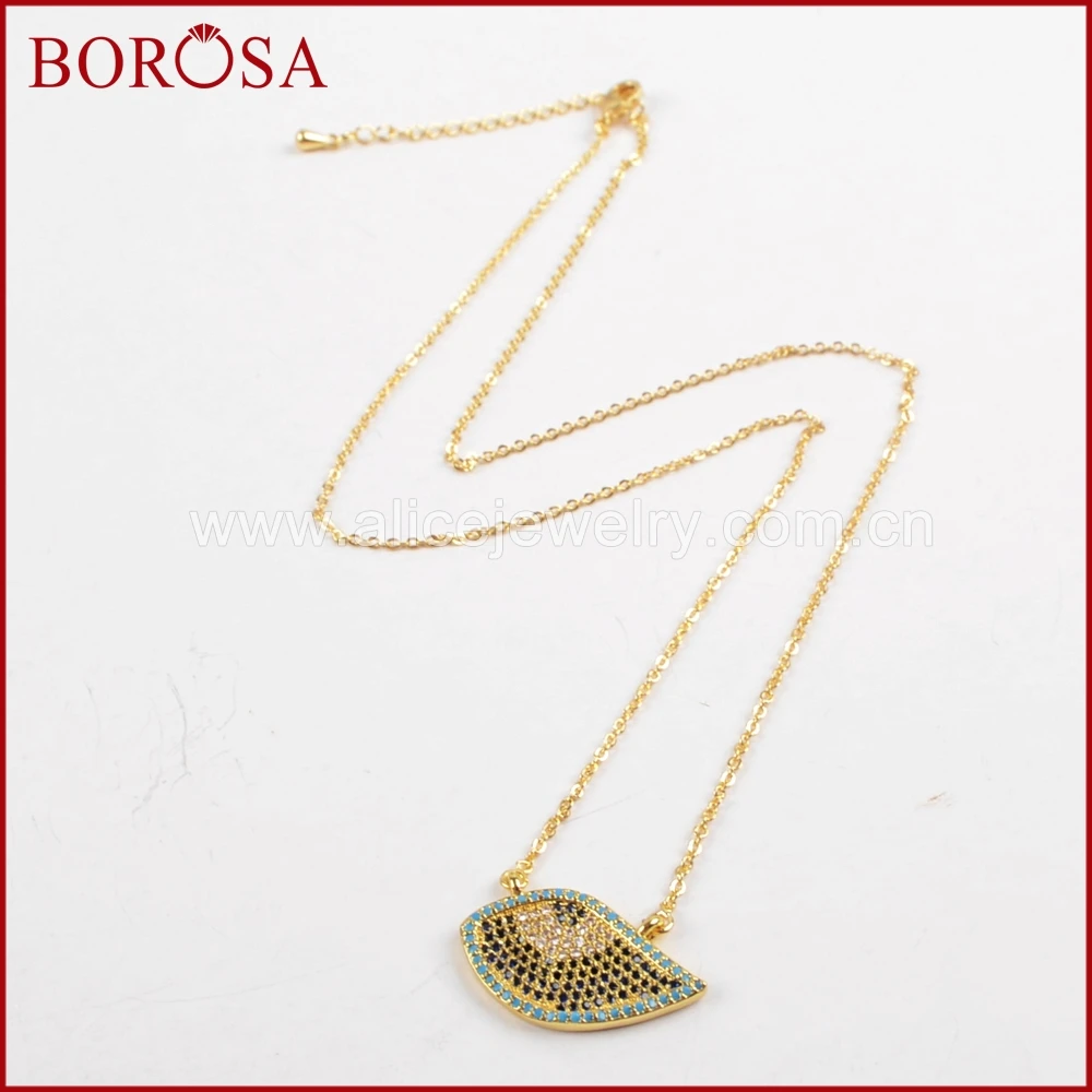 Новое поступление от borosa Rainbow Zircons CZ Micro Pave Evil Eye коннектор ожерелье, 18 дюймов ручной работы женское ожерелье WX507