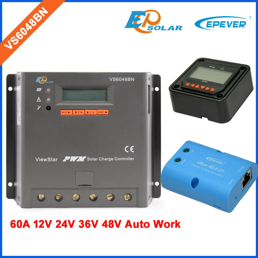 

MT50 remote meter and bluetooth fucntion BOX PWM solar panel controller VS6048BN 60A 60amp Free shipping