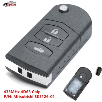 

KEYECU 3 Button new Upgraded Flip Remote Car Key Fob 433MHz 4D63 80bits Chip for Mazda 2/6 2010-2013 P/N:Mitsubishi SKE126-01
