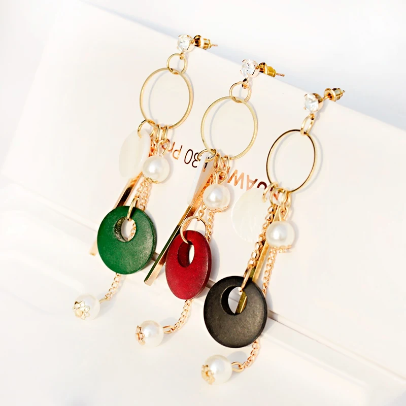 Серьги-подвески Brincos Bijoux круглые длинные серьги из сплава с цепочкой и кисточками