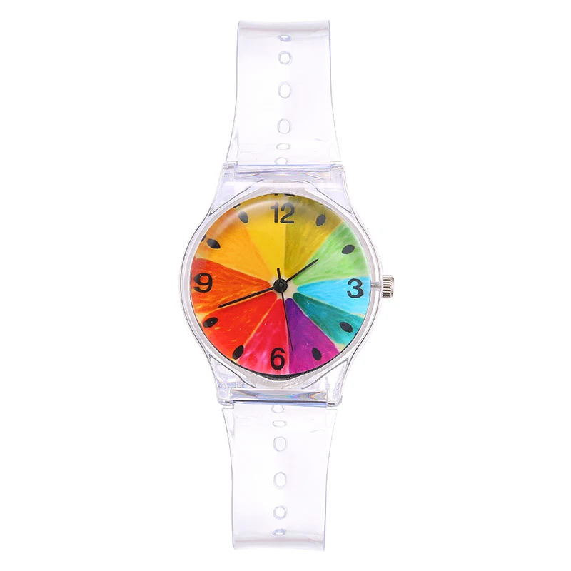 Новые Брендовые женские часы для отдыха с циферблатом по часовой стрелке, прозрачный силиконовый ремешок, кнопка стежка, кварцевые часы - Цвет: 7