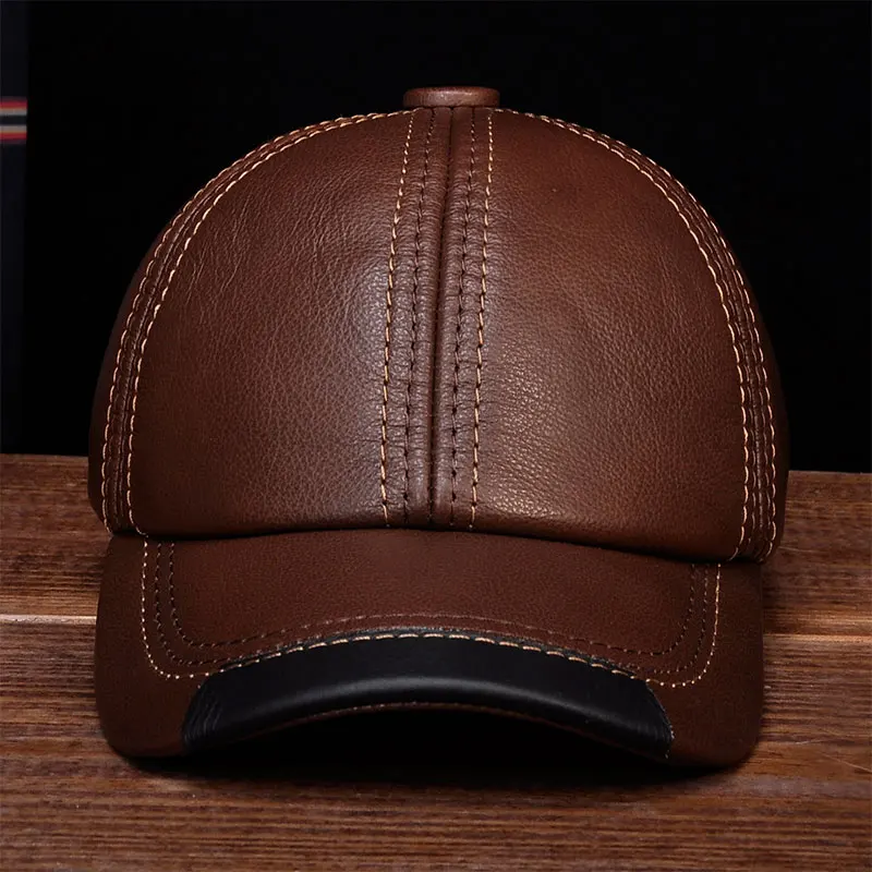 baseball leather caps hats cow genuine cap brand hat hl100 skin