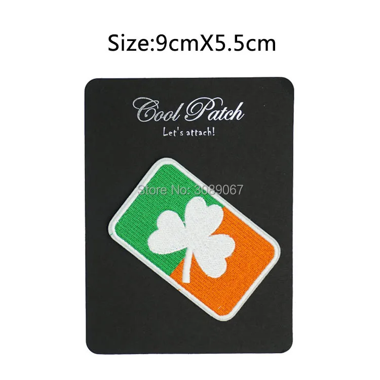 

IRISH CLOVER FLAG PATCH iron-on IRELAND embroidered SHAMROCK EMBLEM applique NEW