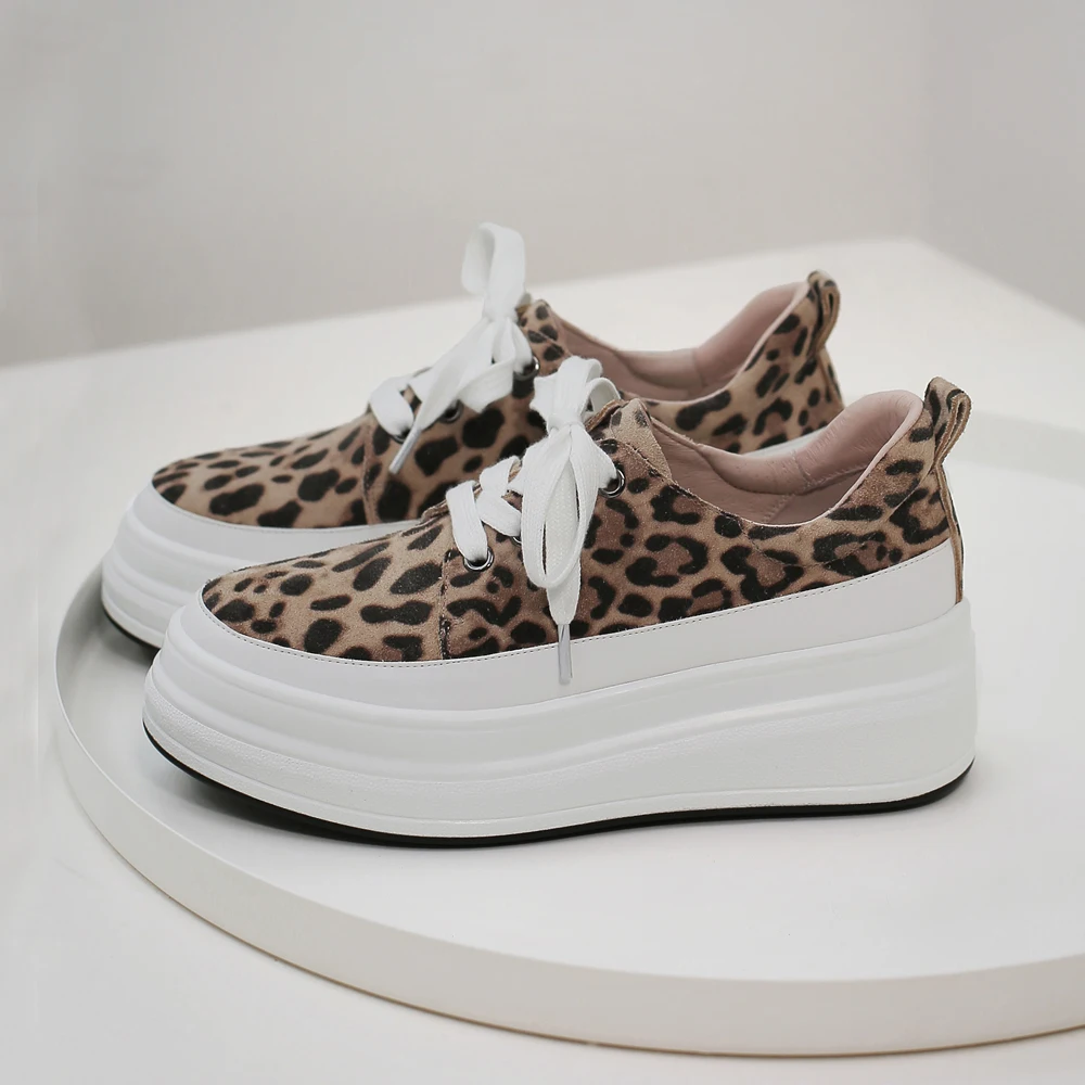 De Pour À Appartements Plate Vache Daim Printemps Jaune Apricot Léopard Dame Annymoli Bout jaune Femmes forme Chaussures En Décontractées Lacets Plat Grande Taille 10 Rond 4 Ybf6gv7y