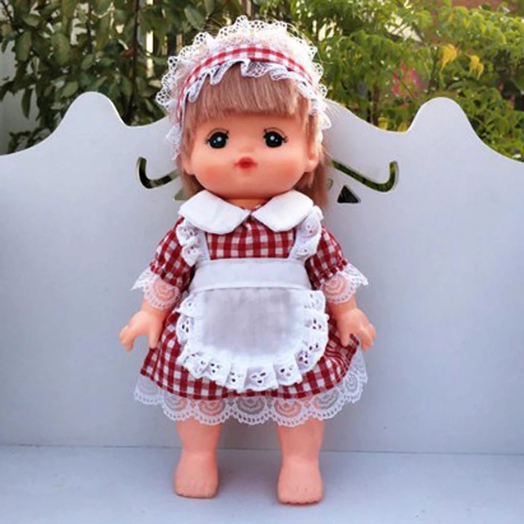 3 Pieces Cute Clothing Loungewear Lace Dress Skirt Headwear Sockings Set For 25cm Mellchan Doll Outfits Clothes Accessories