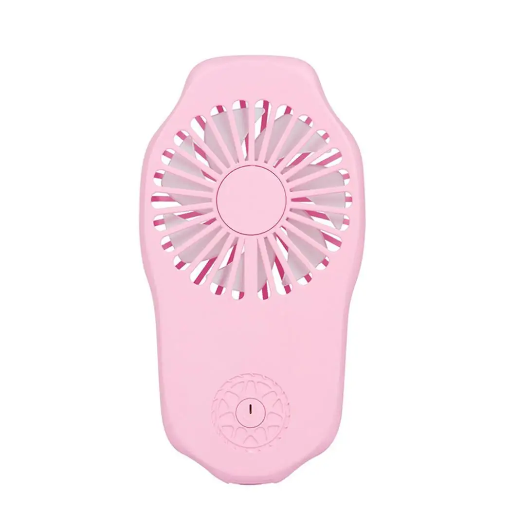 light pink Мини Портативный USB Перезаряжаемый красочный дыхательный свет ручной электрический вентилятор Hands-free usb зарядка спортивный Кондиционер - Цвет: light pink