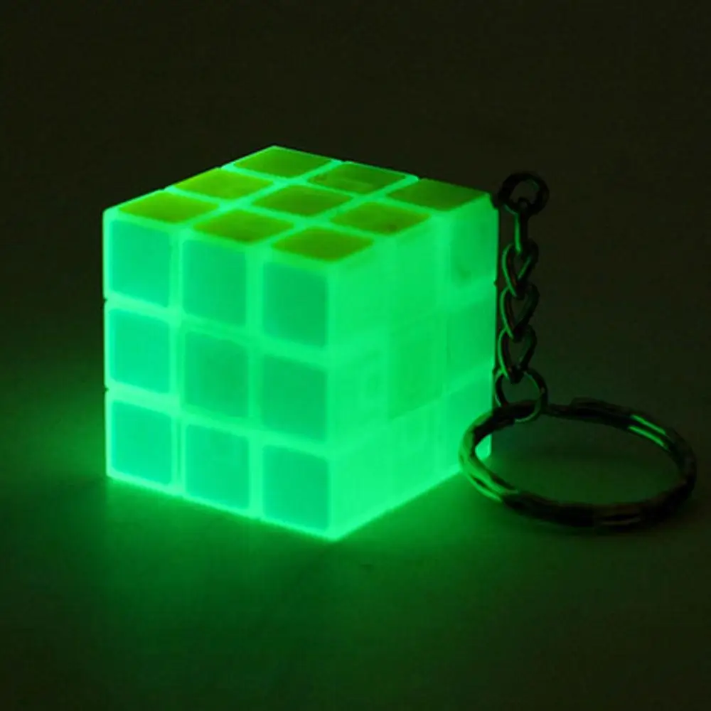 

KeyChain Zcube Magic Cube Glow in Dark Decompression Brain Teaser Mini Stickerless Colorized