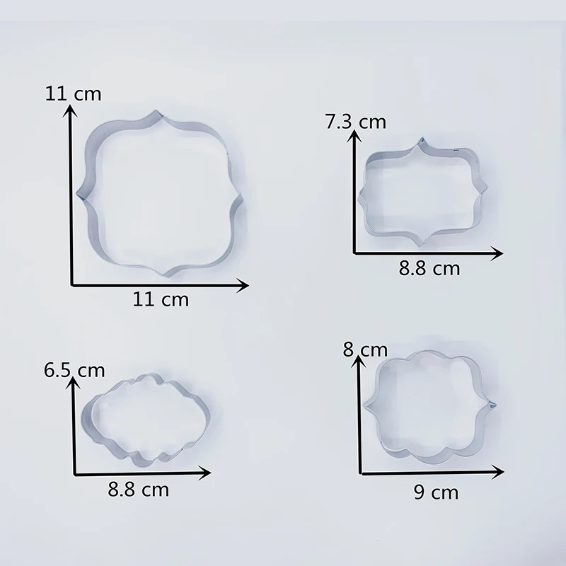 KENIAO доска Формочки Set-4 шт-Frame формы для мастики-овальный, квадратный, прямоугольник и благословение Frame-нержавеющая сталь