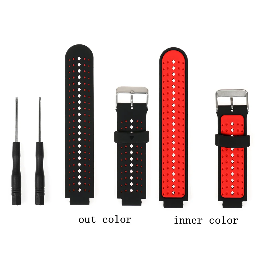 XBERSTAR наручные часы ремешок для смарт-часов Garmin Forerunner 230 235 630 220 620 735 универсальный силиконовый ремешок замена Смарт-браслет - Цвет: Black Red