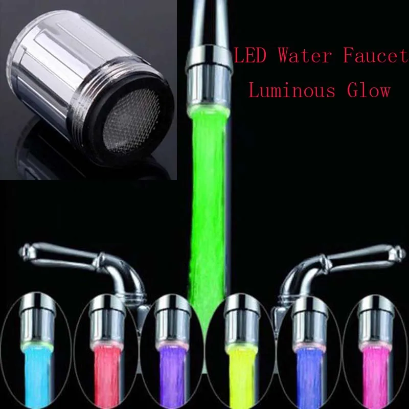 

New Luminous Glow Light-up LED Water Faucet Light 7 Colors Changing Shower Temperature Tap for Home Kitchen Bathroom