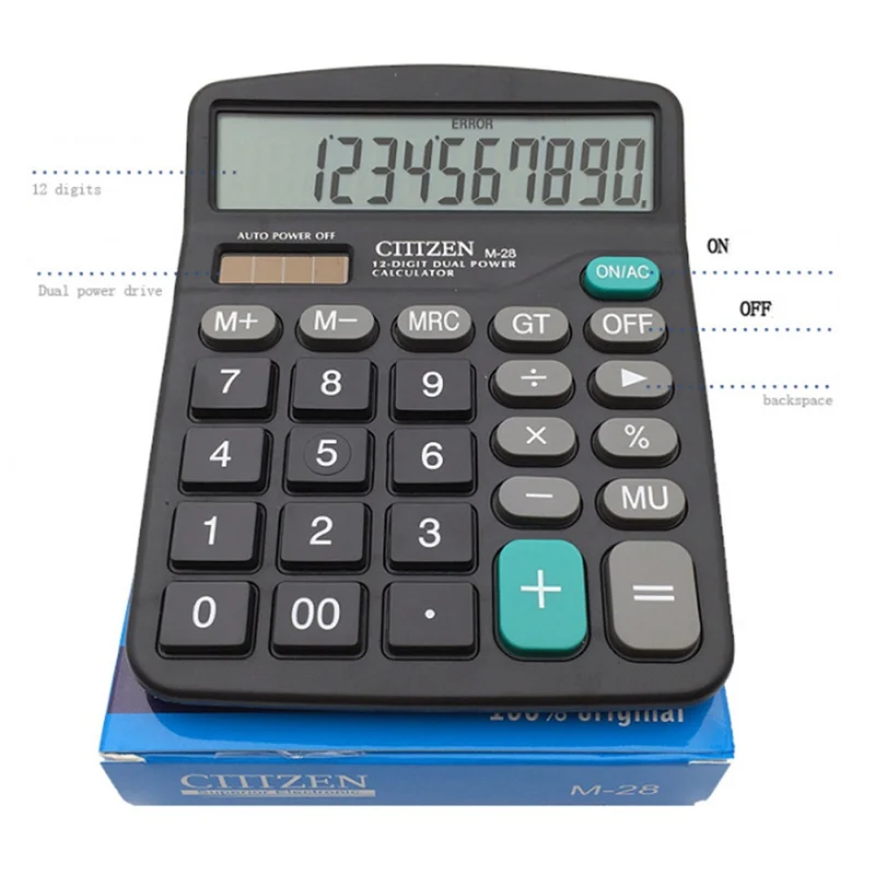 Солнечный Калькулятор 12 цифр большой экран калькуляторы Мода компьютер финансовый учет офисные принадлежности