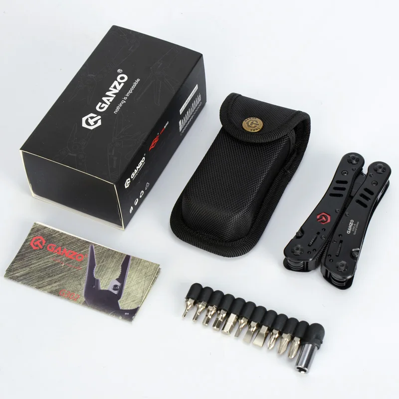 Ganzo 나이프 G302B 멀티 도구 플라이어 비트, EDC 서바이벌 멀티 도구 플라이어, 야외 다기능 접이식 나이프, 캠핑, 26 in 1