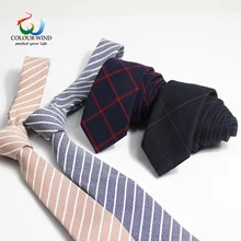 Yiyanyang Новинка года коллекции Для мужчин s Повседневное хлопок галстук 6 см узкий модные галстуки Кофе коричневый полосатые галстуки для Для мужчин челнока
