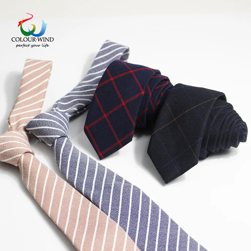 

Yiyanyang 2017 New Collections Mens Casual Cotton Tie 6cm Narrow Fashion Neckties Coffee Brown Striped Ties For Men Dropship