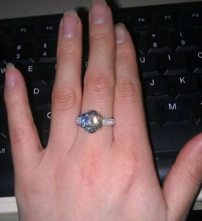 Кольцо с цветами, 925 пробы, серебро, 3ct, AAAAA, Sona, циркон, cz, обручальное кольцо, кольца для женщин, свадебные, вечерние, ювелирные изделия