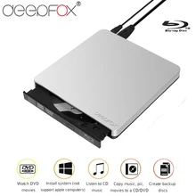 Deepfox Внешний Blu-Ray привод USB 3,0 Bluray горелка BD-RE CD/DVD RW Writer Play 3D 4K Blu-Ray для ноутбука нетбука