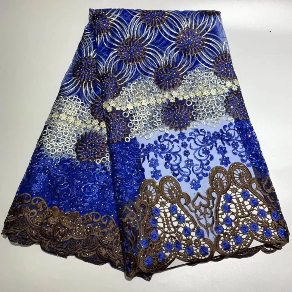 

African lace fabric 5yds/pce full stones water soluble mesh fabrics women gorgeous luxury party event asoebi dress 2019 new