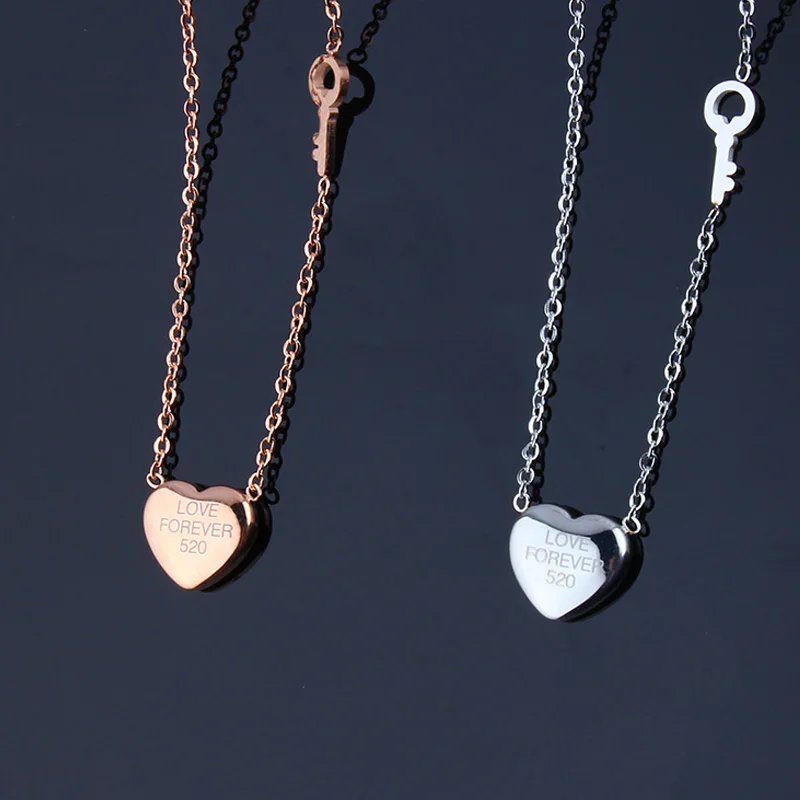 

Heart Necklace For Women Stainless Steel Necklace Pendants for women Jewelry chocker Bijoux femme collares Rose gold silver