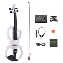 Ammoon VE-201 полный размер 4/4 твердая деревянная Бесшумная электрическая скрипка для скрипки кленовый корпус эбеновый гриф с колками для подбородка задняя часть