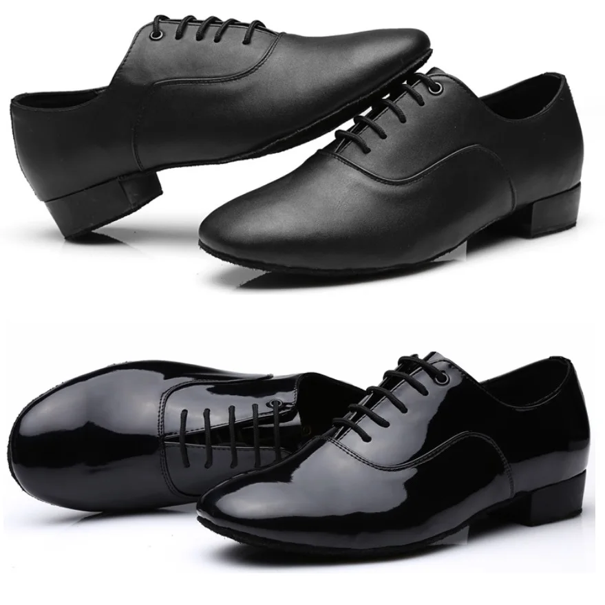 

New Style 2017 Hot Sale Man's Black Color Latin Shoes Man Dance Shoes Low Heel Modern Ballroom Tango Dance Shoes