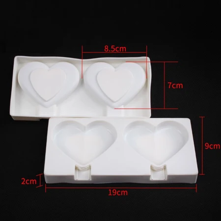 2Heart-shaped 1 шт., силиконовая форма для мороженого, для приготовления сока, Фруктового мороженого, детская поп-форма, лоток для мороженого на палочке, кухонный инструмент с 40 Деревянными Палочками - Цвет: 2Heart-shaped
