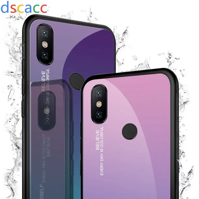 Градиентный чехол из закаленного стекла Dscacc для Xiaomi 6 8 Lite Mix 3 2S Max3 Pocophone F1 5X 6X Redmi Note 5 Pro Plus 6A 100 шт