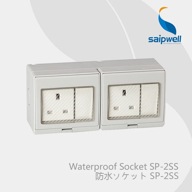 

Saipwell Electrical Equipment & Supplies electric waterproof switch and socket IP55 British Standard (SP-2SS)