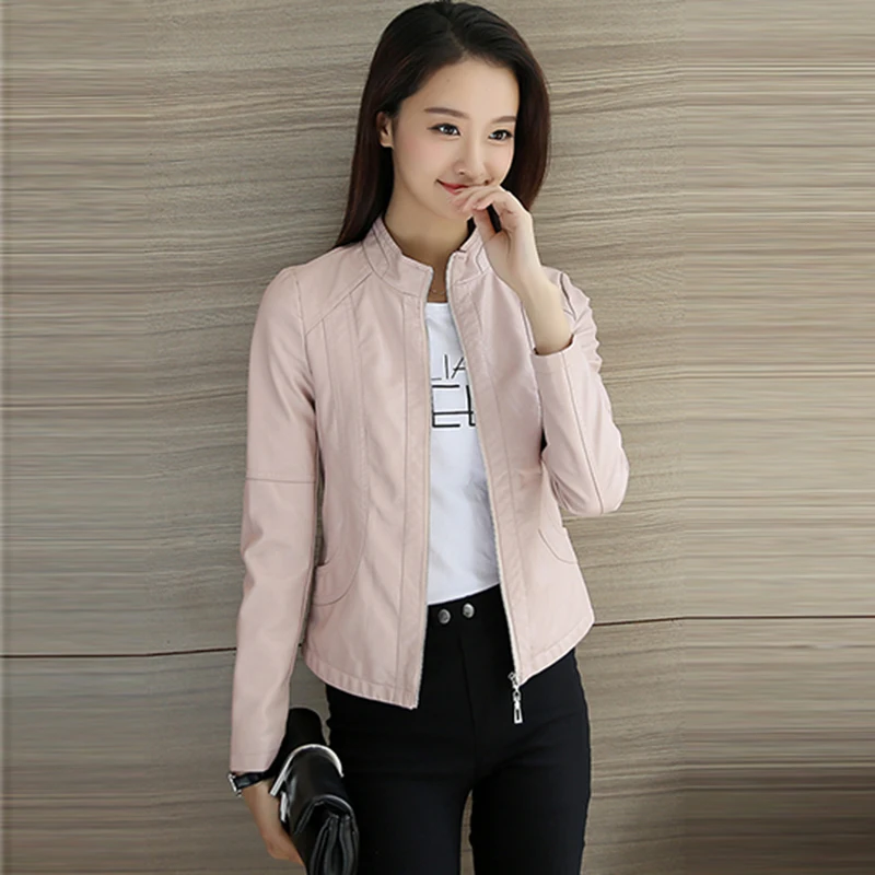 

Faux Leather Jacket Women Fashion Black Motorcycle Coat Short Faux Leather Biker Jacket Soft Jacket Female Outwear FP1399
