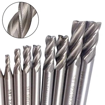 

10pcs/set 2-10mm End Mill Set HSS 4 Blades Flute Milling Cutter Router Bit CNC Mill Drill Bit For Power Tools Accessories