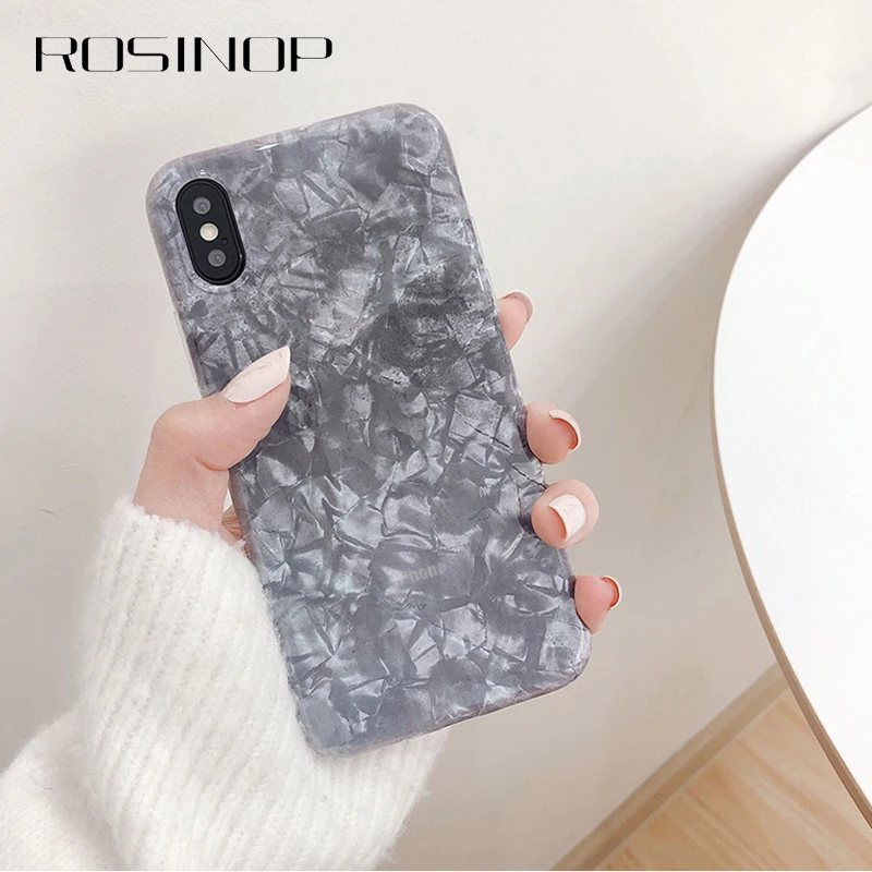 

ROSINOP Marble Pattern Frosted TPU Case For iphone 7 plus 6 8 Ultrathin Case Cover For iphone x xs max xr Plain Full Cover