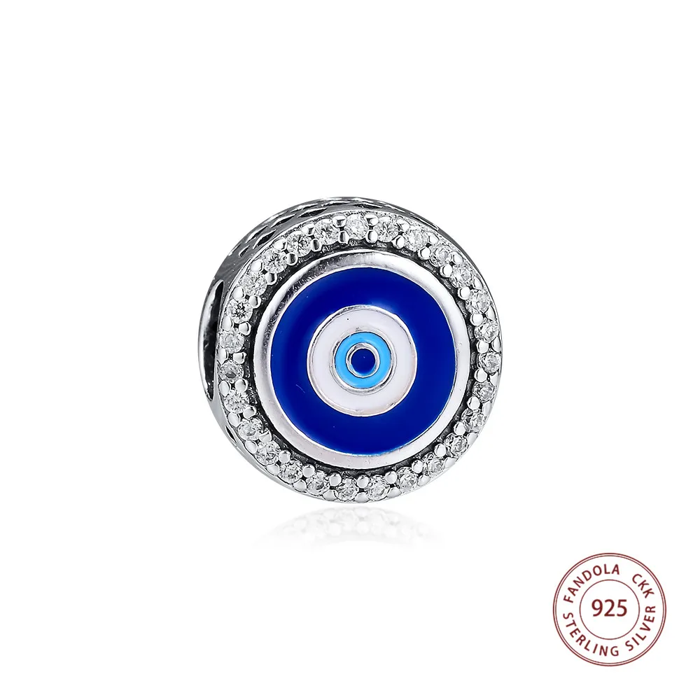 

Wholesale Sterling Silver 925 Charm Enamel Evil Eye Charms Beads Fits Original Bracelets DIY Jewelry Making Bead Accessories