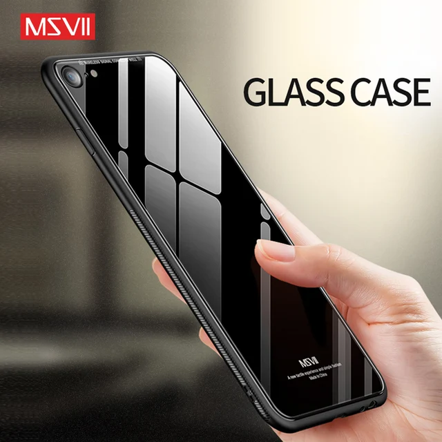 Cheap Msvii for iphone 6 case for iphone6 Case for iphone 6 6s Plus Luxury Glass Case Protective Back Cover Pink Shockproof for apple